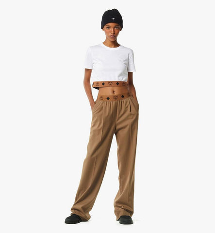 MFPGSMM03NL042-Monogram Pants in Wool Twill|Light Brown