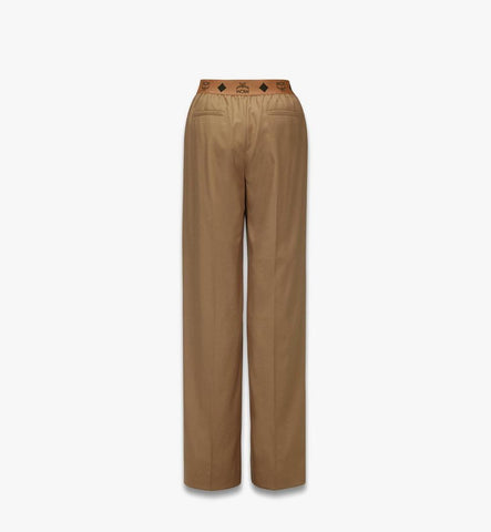 MFPGSMM03NL040-Monogram Pants in Wool Twill|Light Brown