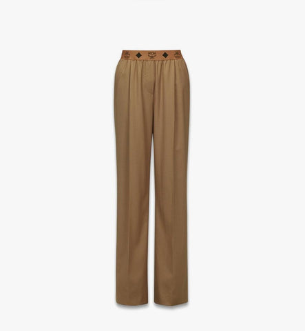 MFPGSMM03NL038-Monogram Pants in Wool Twill|Light Brown