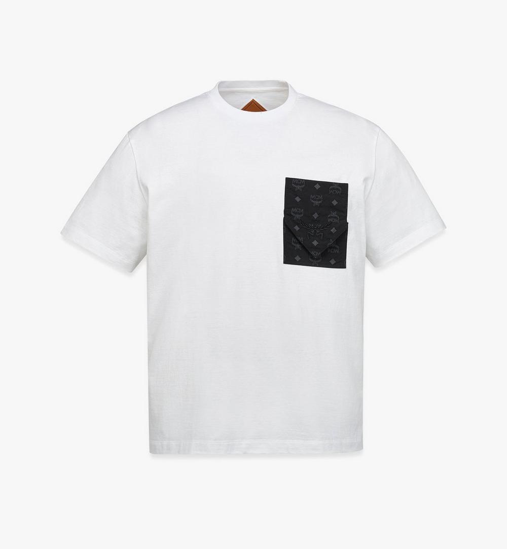 MHTEAMM07BW00L-Monogram Patch Pocket T-Shirt in Organic Cotton|Black & White