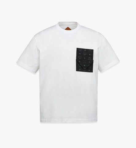MHTEAMM07BW00L-Monogram Patch Pocket T-Shirt in Organic Cotton|Black & White