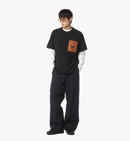 MHTEAMM07BK00S-Monogram Patch Pocket T-Shirt in Organic Cotton|Black
