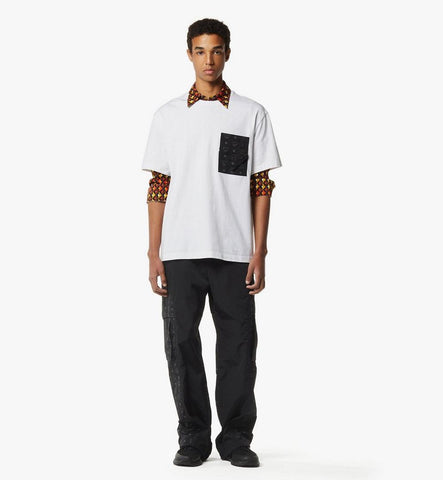 MHTEAMM07BW00S-Monogram Patch Pocket T-Shirt in Organic Cotton|Black & White