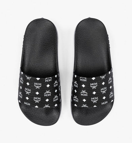 MESCAMM11BK037-Monogram Print Rubber Slides|BLACK
