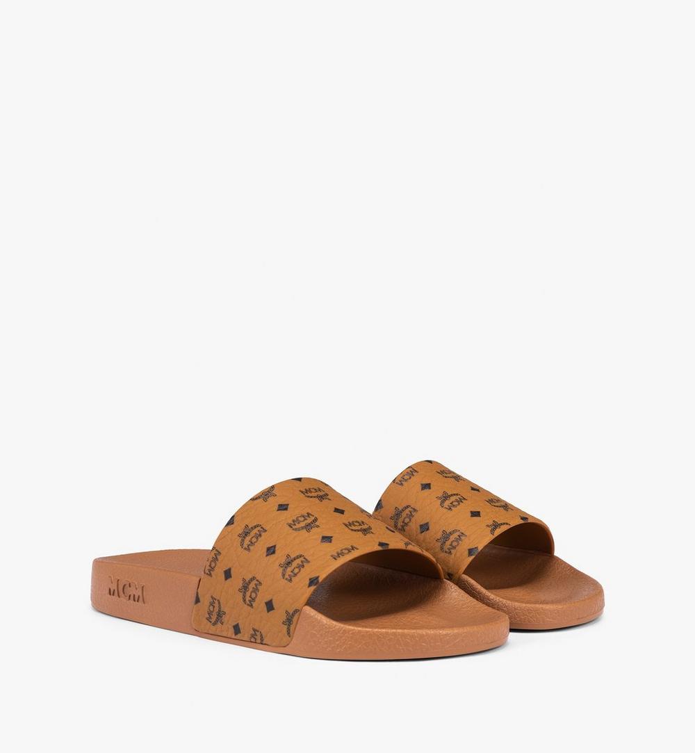 MESCAMM11CO037-Monogram Print Rubber Slides|COGNAC