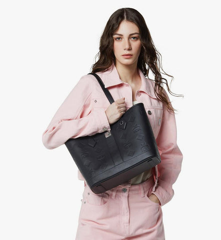 MWPGALR02BK001-New Liz Shopper in Embossed Monogram Leather|Black
