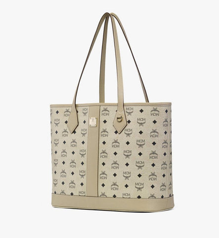 MWPGSLR03I8001-New Liz Shopper in Visetos|Beige + Black