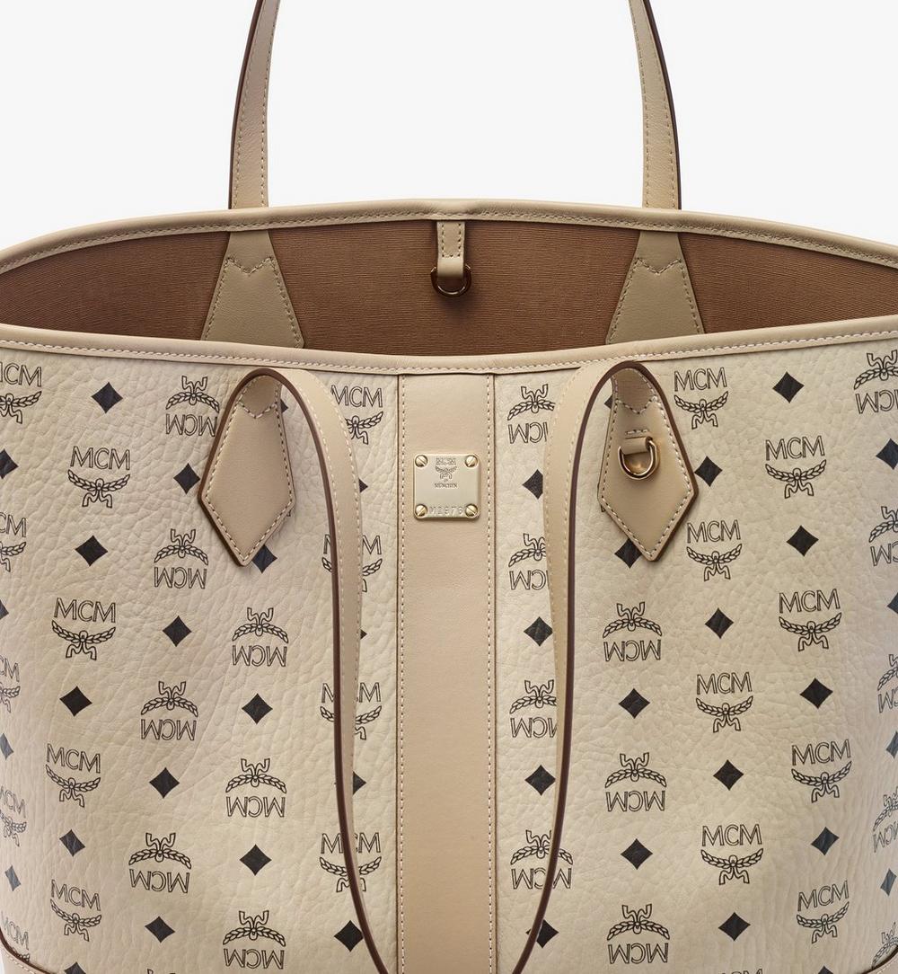 MWPGSLR02I8001-New Liz Shopper in Visetos|Beige + Black