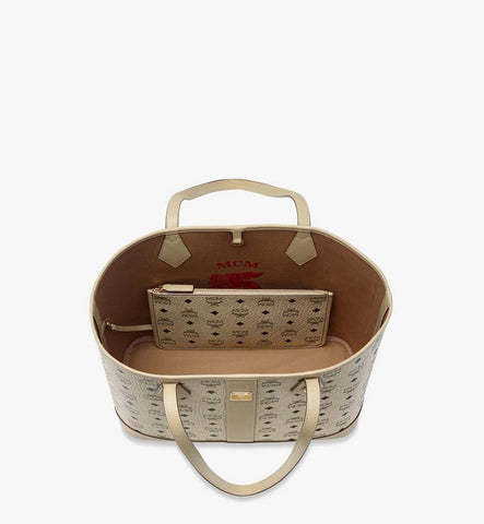 MWPGSLR02I8001-New Liz Shopper in Visetos|Beige + Black