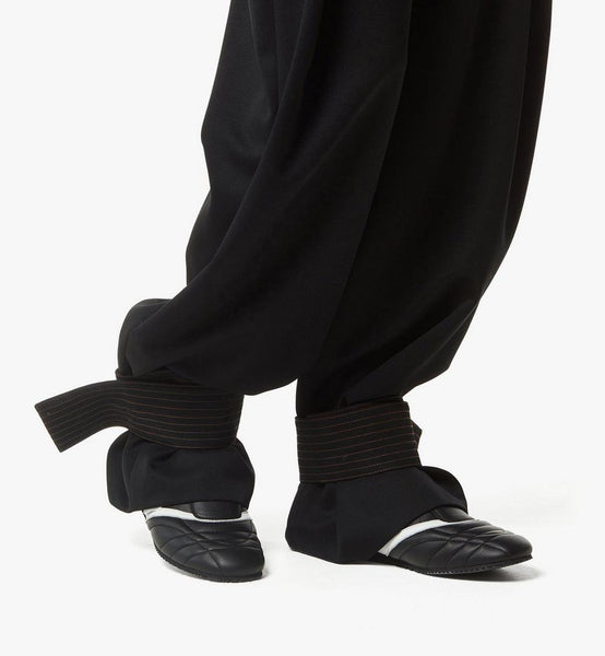 Pants in Wool Twill and Monogram Print Leather image 4