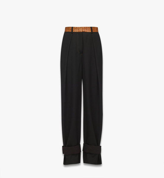 Pants in Wool Twill and Monogram Print Leather image 1