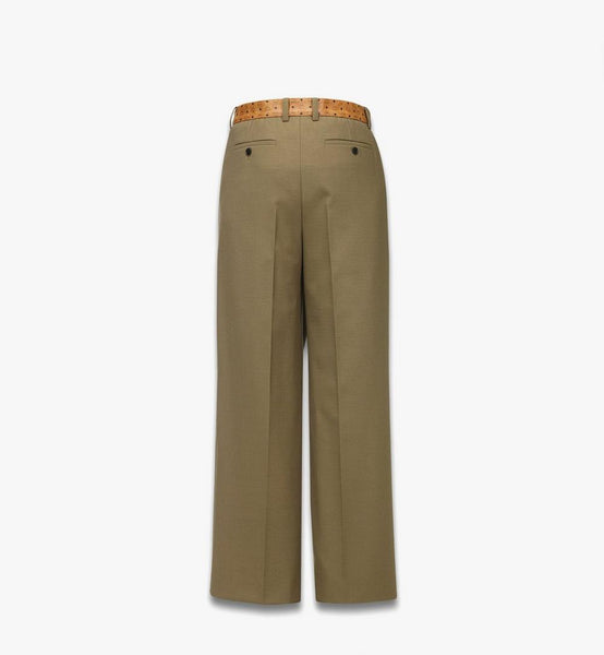 Pants in Wool Twill and Monogram Print Leather image 2