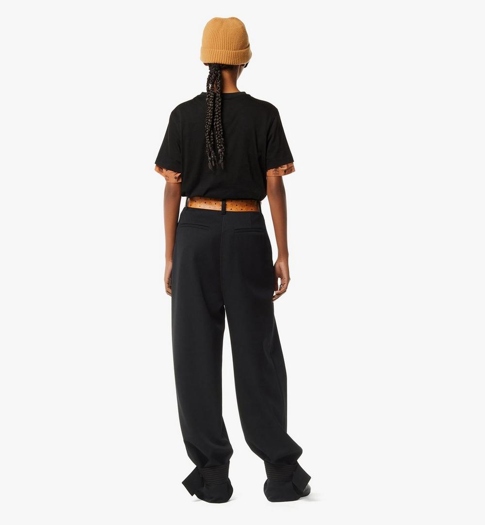 MFPGSMM01BK038-Pants in Wool Twill and Monogram Print Leather|