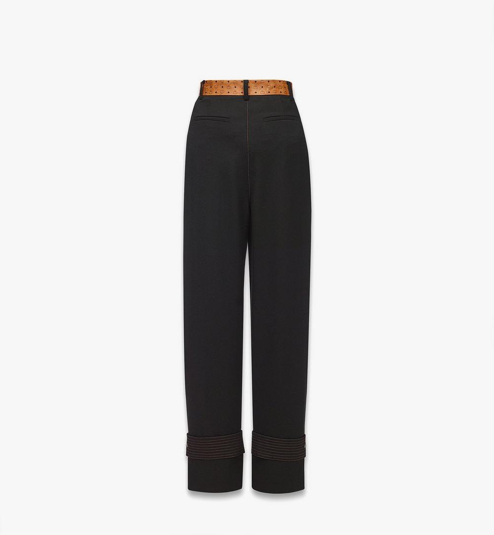 MFPGSMM01BK038-Pants in Wool Twill and Monogram Print Leather|