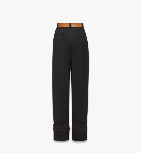 Pants in Wool Twill and Monogram Print Leather image 2