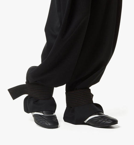 MFPGSMM01BK038-Pants in Wool Twill and Monogram Print Leather|