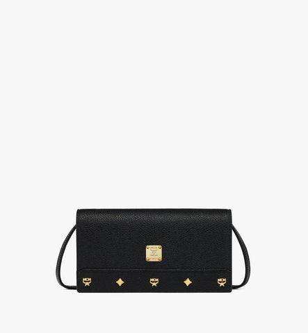 MYLGATA03BK001-Pina Crossbody Wallet in Studded Calfskin|Black