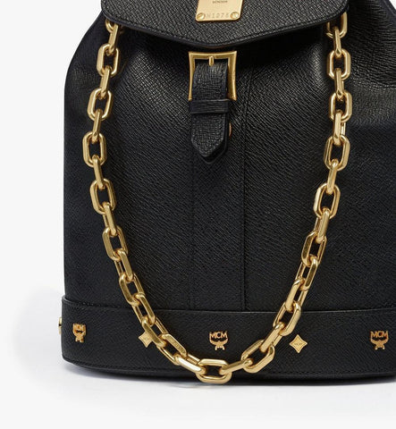 MWKGATA01BK001-Pina Drawstring Backpack in Studded Calfskin|Black