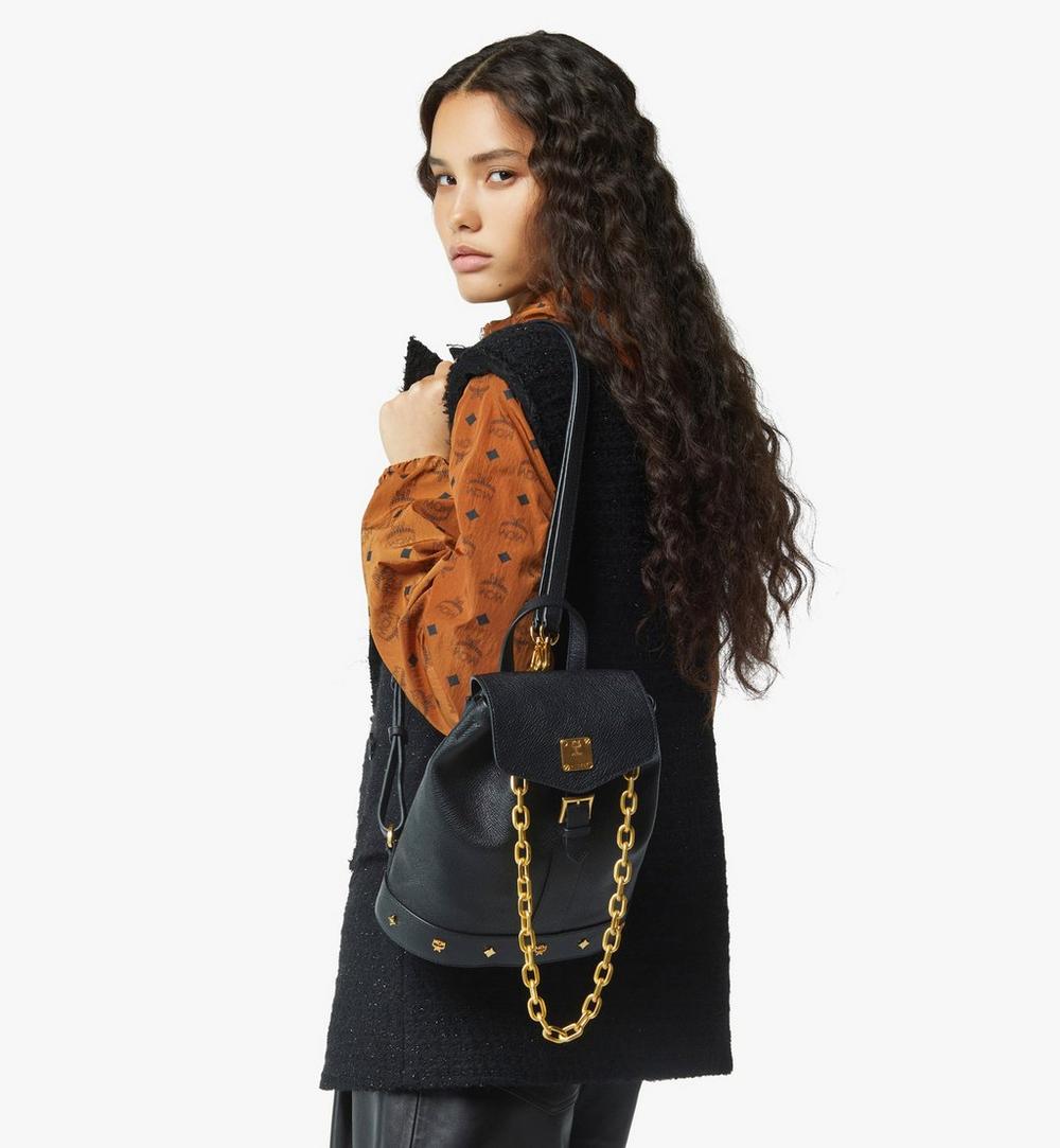 MWKGATA01BK001-Pina Drawstring Backpack in Studded Calfskin|Black