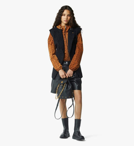 MWKGATA01BK001-Pina Drawstring Backpack in Studded Calfskin|Black