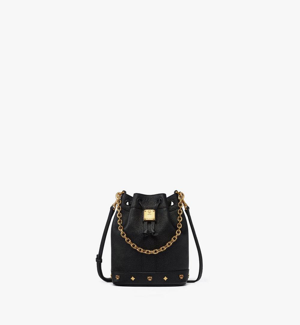 MWDGADU03BK001-Pina Drawstring Bag in Studded Calfskin|Black