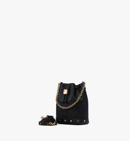MWDGADU03BK001-Pina Drawstring Bag in Studded Calfskin|Black