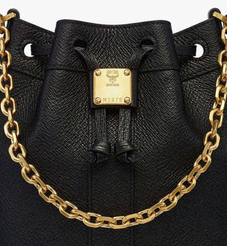 MWDGADU03BK001-Pina Drawstring Bag in Studded Calfskin|Black