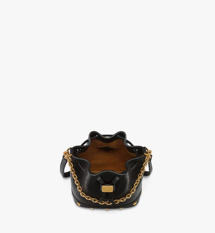 MWDGADU03BK001-Pina Drawstring Bag in Studded Calfskin|Black