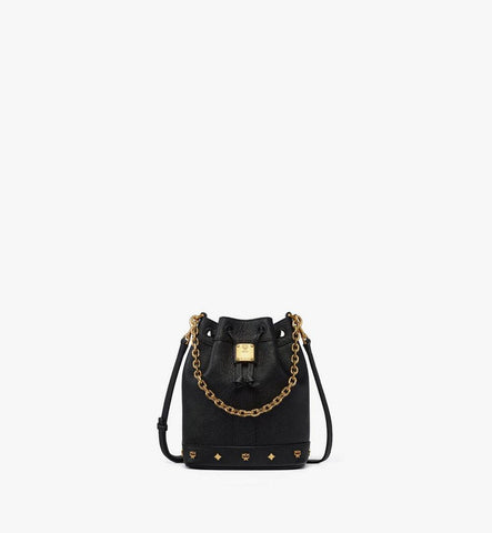 MWDGADU03BK001-Pina Drawstring Bag in Studded Calfskin|Black