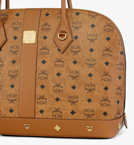 MWTGATA01CO001-Pina Studded Tote in Visetos|Cognac
