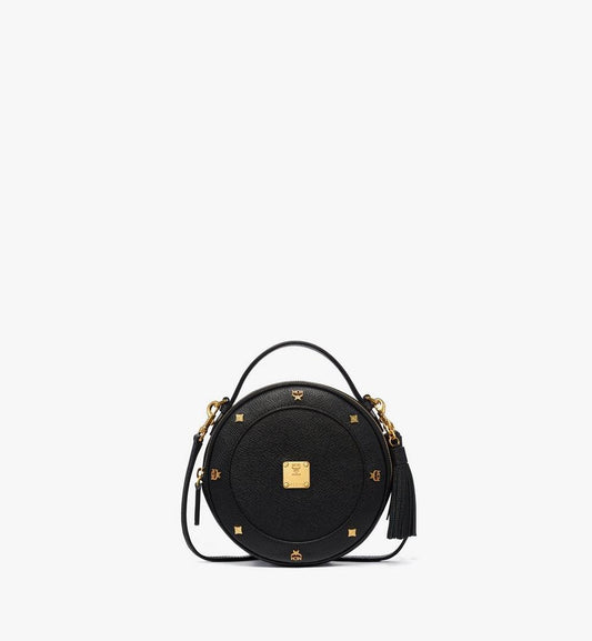 MWRGAOB03BK001-Pina Tambourine Bag in Studded Calfskin|Black
