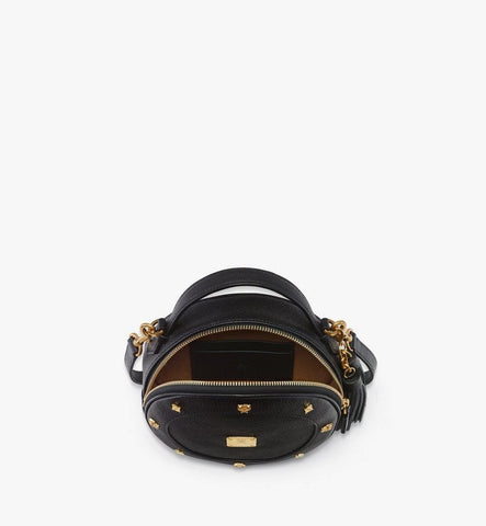 MWRGAOB03BK001-Pina Tambourine Bag in Studded Calfskin|Black
