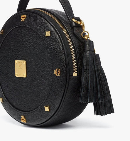MWRGAOB03BK001-Pina Tambourine Bag in Studded Calfskin|Black
