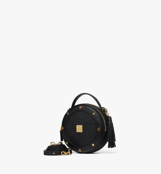 MWRGAOB03BK001-Pina Tambourine Bag in Studded Calfskin|Black