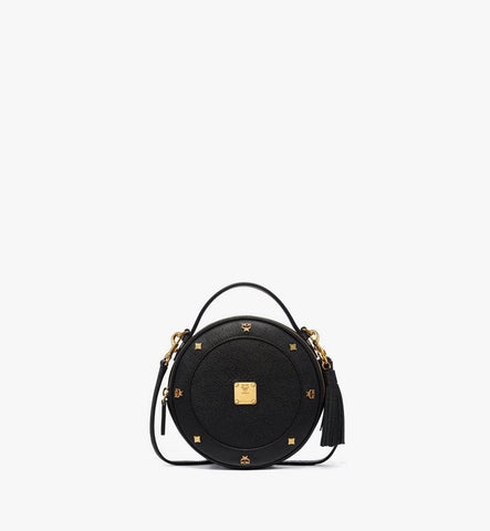 MWRGAOB03BK001-Pina Tambourine Bag in Studded Calfskin|Black