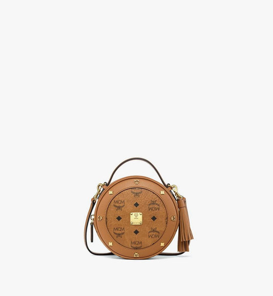 MWRGAOB01CO001-Pina Tambourine Bag in Visetos|Cognac