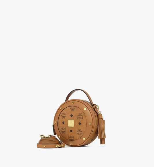 MWRGAOB01CO001-Pina Tambourine Bag in Visetos|Cognac