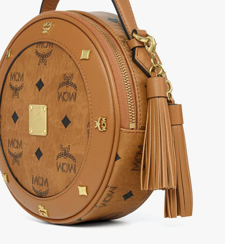 MWRGAOB01CO001-Pina Tambourine Bag in Visetos|Cognac