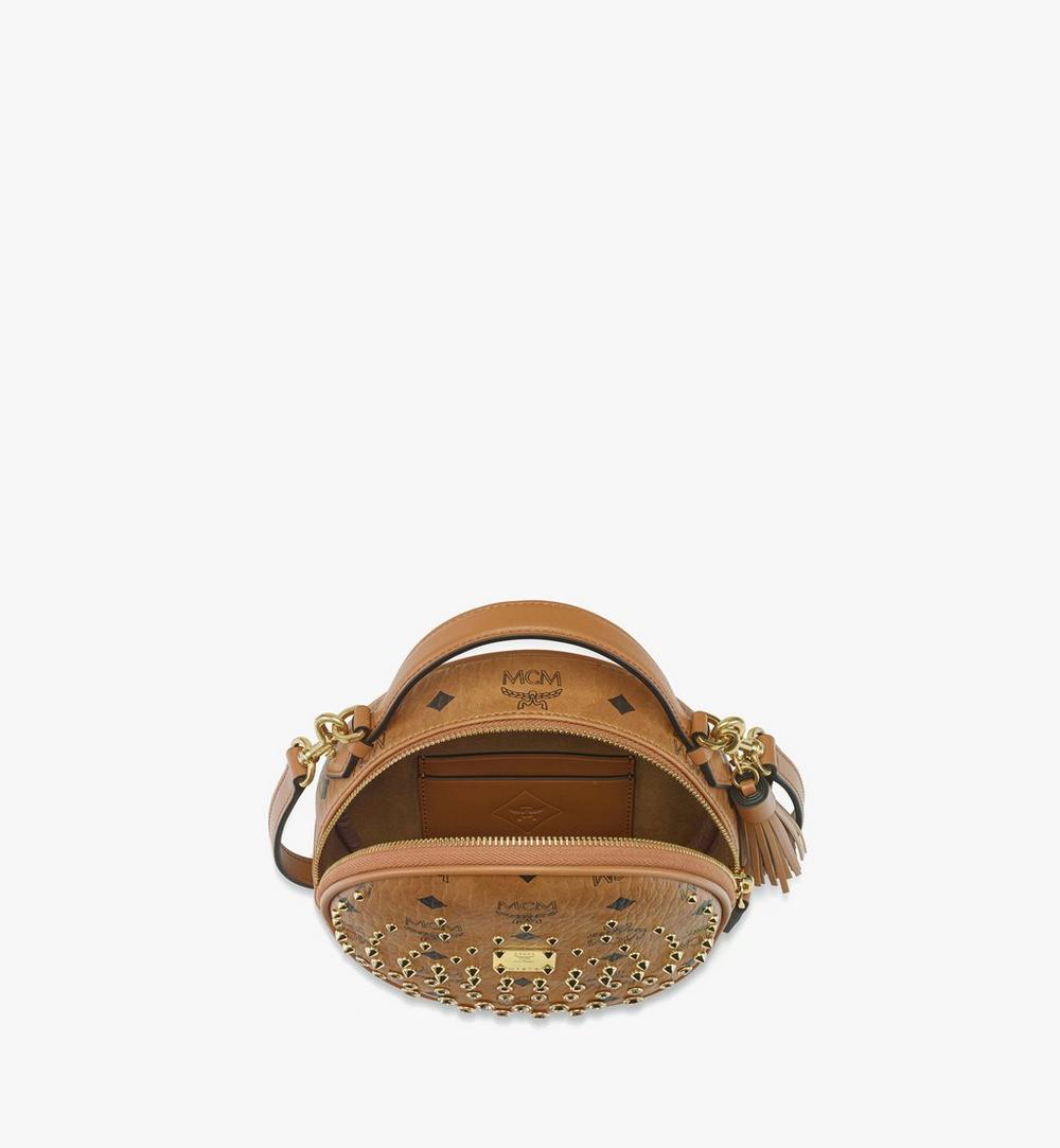 MWRGAOB04CO001-Pina Tambourine Crossbody in Gold Crystal Visetos|Cognac