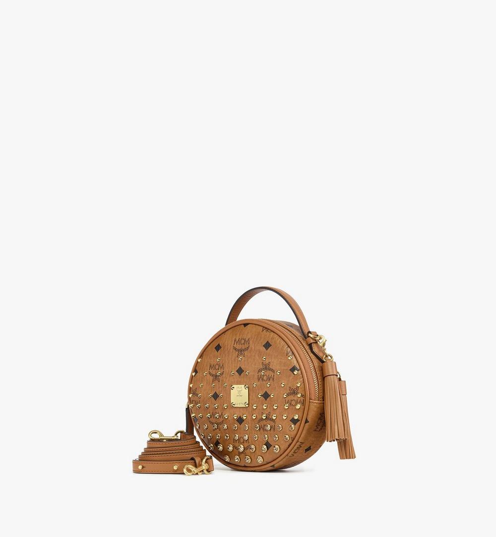 MWRGAOB04CO001-Pina Tambourine Crossbody in Gold Crystal Visetos|Cognac