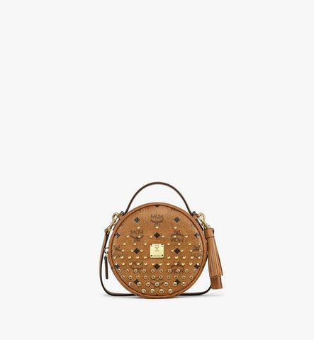 MWRGAOB04CO001-Pina Tambourine Crossbody in Gold Crystal Visetos|Cognac