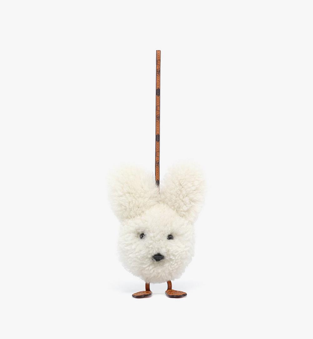 MXZEATA07WT001-Rabbit Charm in Lamb Fur and Visetos|White