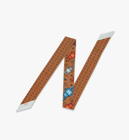 MEFGSMM06CO001-Rabot Monogram Petite Scarf in Organic Silk|Cognac