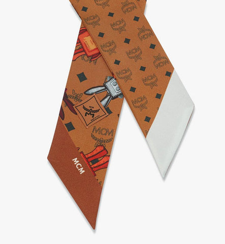 MEFGSMM06CO001-Rabot Monogram Petite Scarf in Organic Silk|Cognac