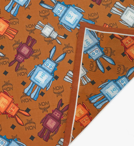 MEFGSMM04CO001-Rabot Monogram Print Bandana Scarf|Cognac