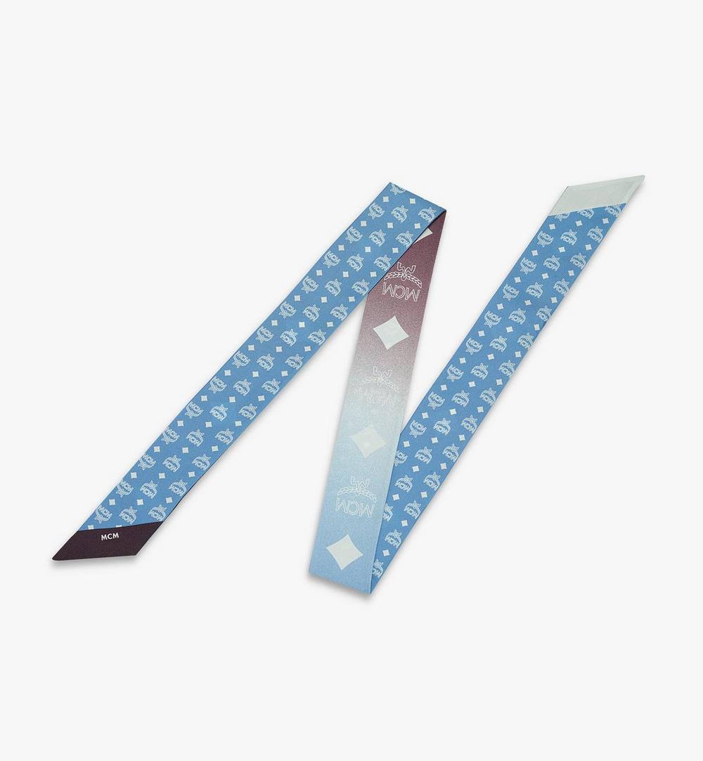 MEFGSMM03L8001-Reversible Monogram Print Petite Scarf in Organic Silk|DELLA ROBBIA BLUE