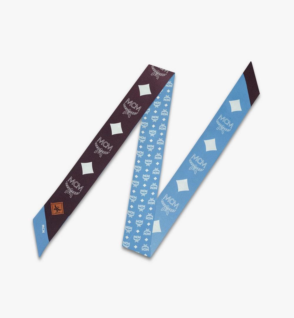 MEFGSMM03L8001-Reversible Monogram Print Petite Scarf in Organic Silk|DELLA ROBBIA BLUE