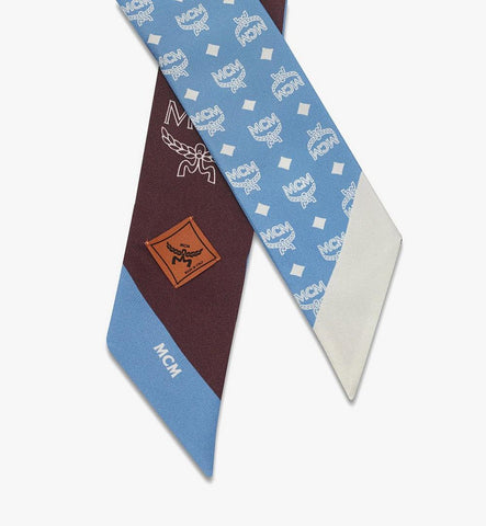 MEFGSMM03L8001-Reversible Monogram Print Petite Scarf in Organic Silk|DELLA ROBBIA BLUE