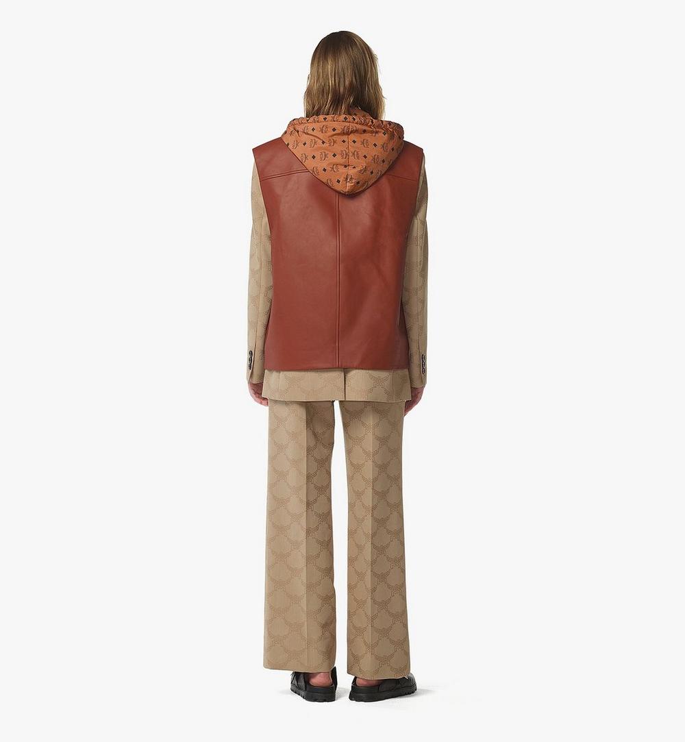 MHVFSMM02NR044-Reversible Vest in Lambskin and Monogram Nylon|Brown