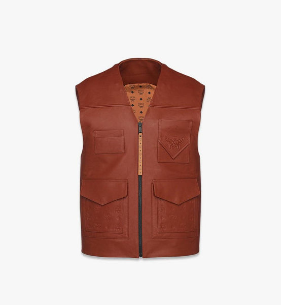 Reversible Vest in Lambskin and Monogram Nylon image 3